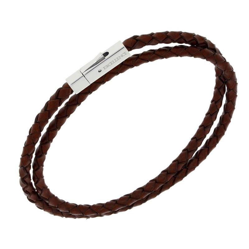Bracelet Excellence Cuir Tressé & Acier 316L