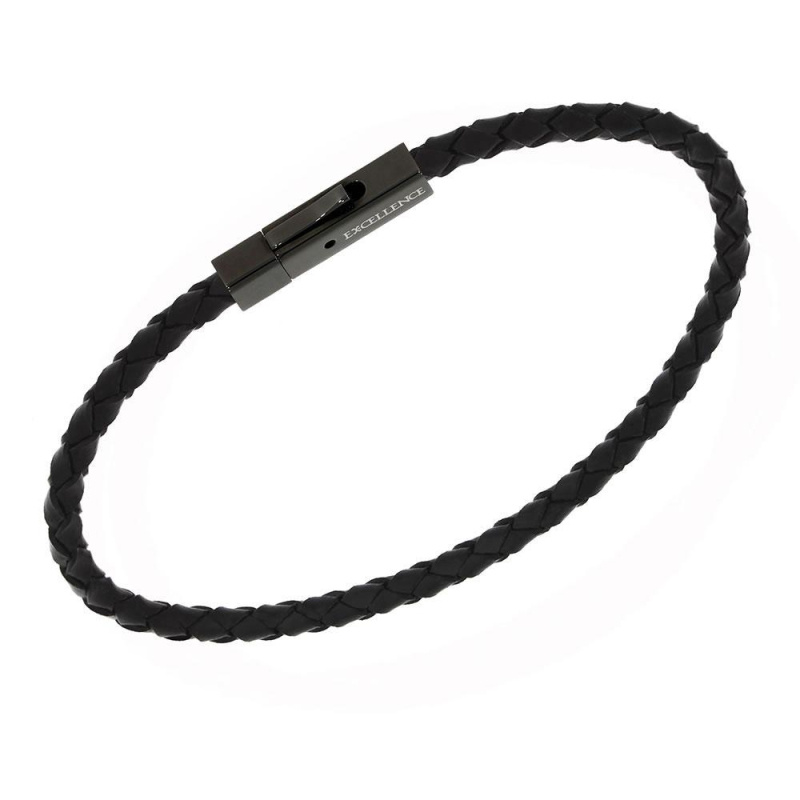 Bracelet Excellence Cuir Tressé & Acier 316L BL