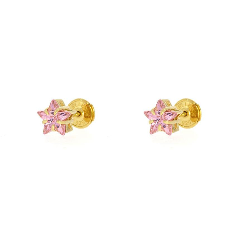 Puces d'Oreilles étoile Excellence Plaqué Or 18K 3Mic