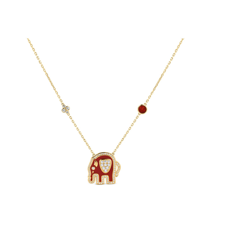 Collier Éléphant Excellence Plaqué Or 18K 3Mic & GRN