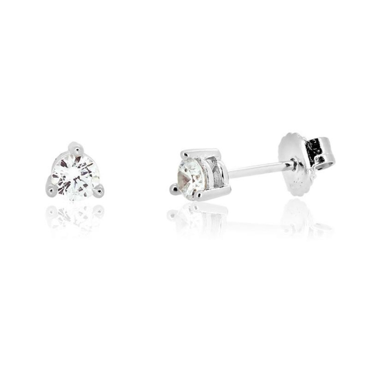 Puces d'oreilles solitaire Excellence Argent 925 Rh