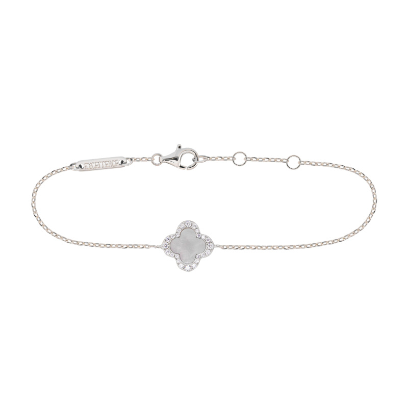 Gourmette Trèfle Nacre Excellence Argent 925 Rh