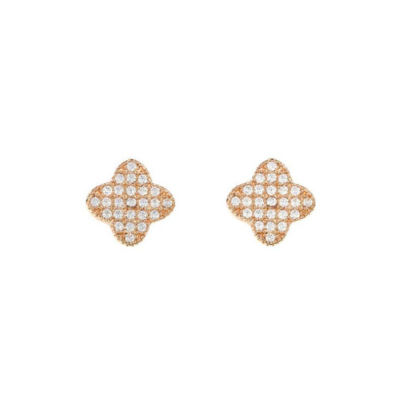 Puces d'Oreilles d'oreilles Trefle Excellence Argent 925 R.Gold