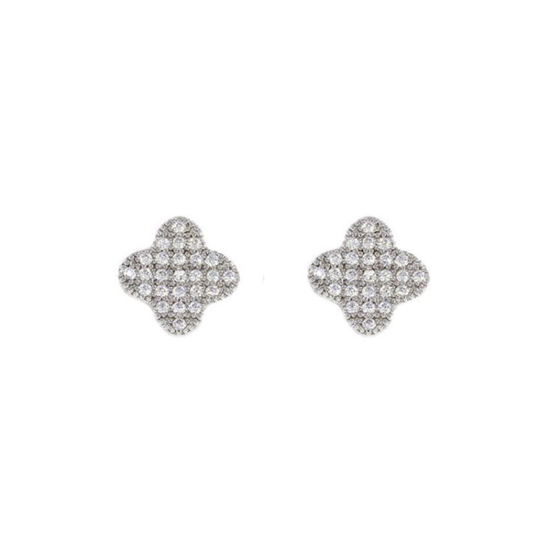 Puces d'Oreilles d'oreilles Trefle Excellence Argent 925 Rh