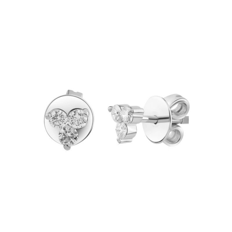 PUCES D'OREILLES TRÈFLE EXCELLENCE OR GRIS 750/1000 & DIAMANTS