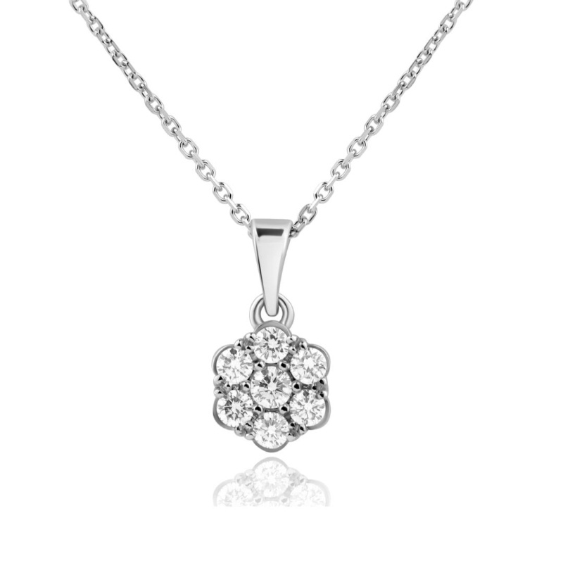 Pendentif marguerite Or gris 750/1000 & Diamants