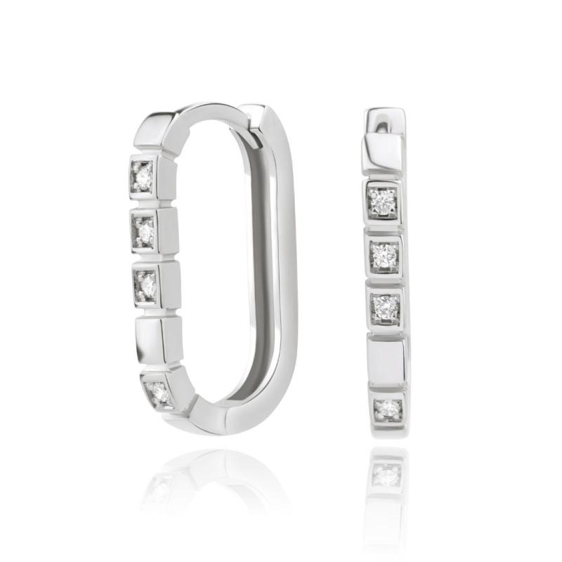 Créoles ovale Excellence Or gris 750/1000 & Diamants