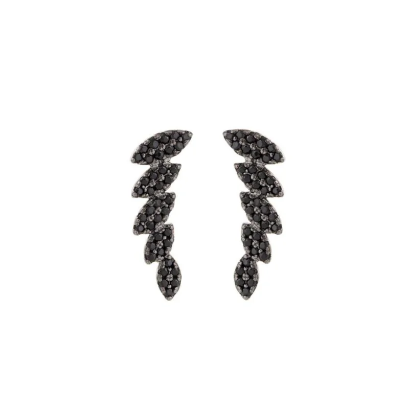 Boucles d'oreilles feuilles d'olivier Excellence Argent 925 Rh Bk
