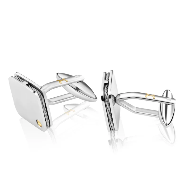 Boutons de manchettes Excellence Acier 316L & Or 18K