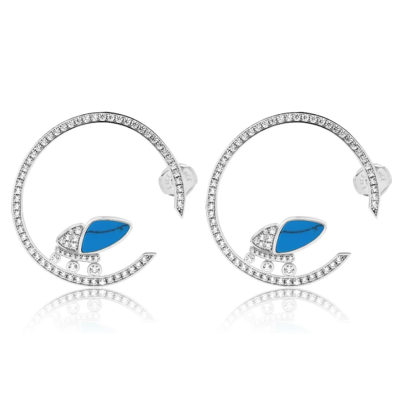Créole Papillon Excellence Argent 925 Rh & TRQ