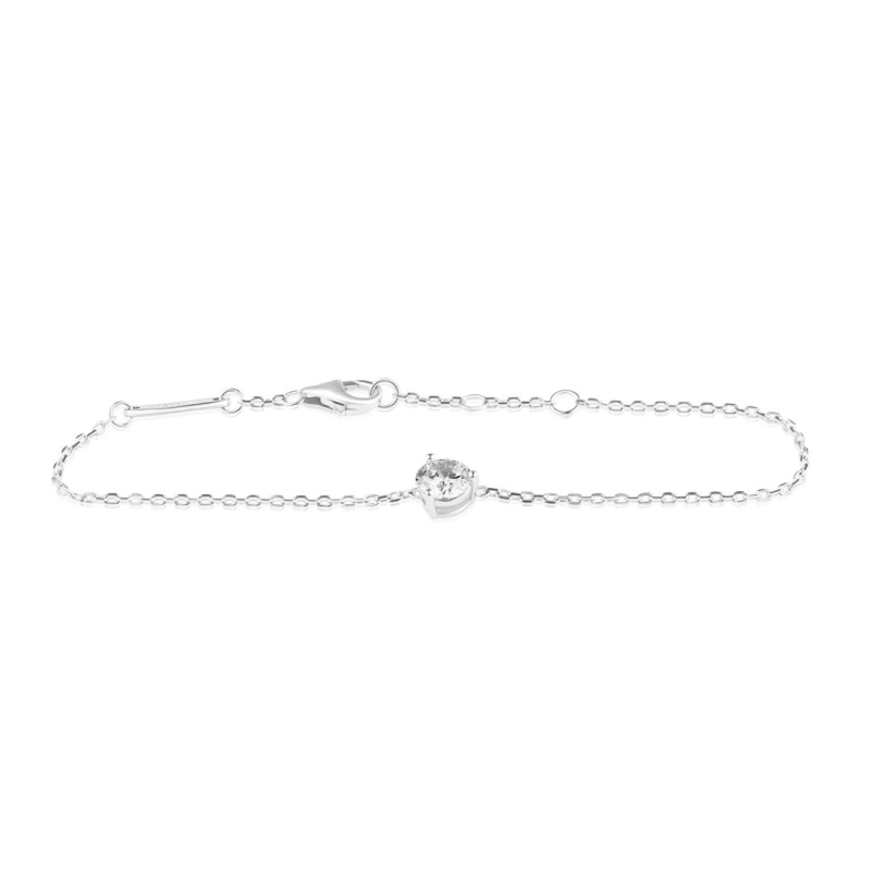 Gourmette solitaire Excellence Argent 925 Rh