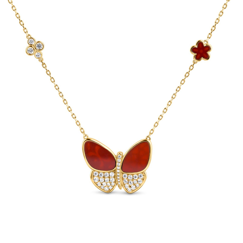 Collier Papillon Excellence Plaqué Or 18K 3Mic & GRN