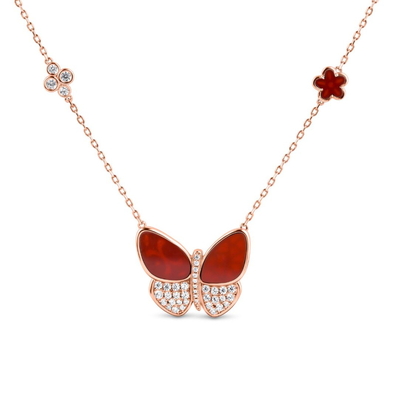 Collier Papillon Excellence Argent 925 RG & GRN